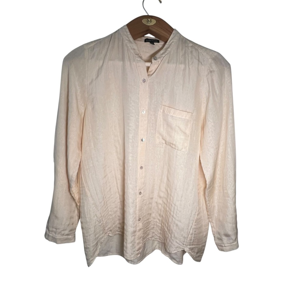 Eileen Fisher Pink Silk Top Large Lightweight Flowy Career Professional Lagom